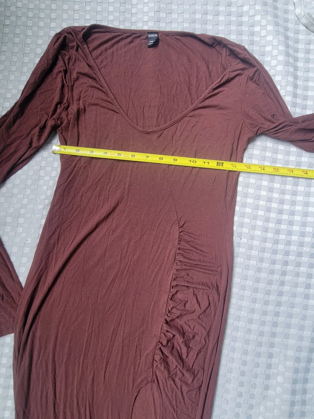 Shein Brown Long Sleeve Dress With A Open Side - Elegant Everyday Style Size M